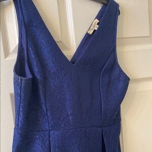 Blue Sleeveless V-Neck Sheath Mini Dress